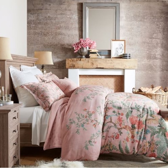 Pottery Barn Mariella King/Cal King Duvet Cover Blush Chinoiserie Floral - Picture 1 of 6
